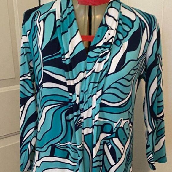 escapada living Boho Long Sleeve V-Neck Pleats Dress Size M - Picture 7 of 9